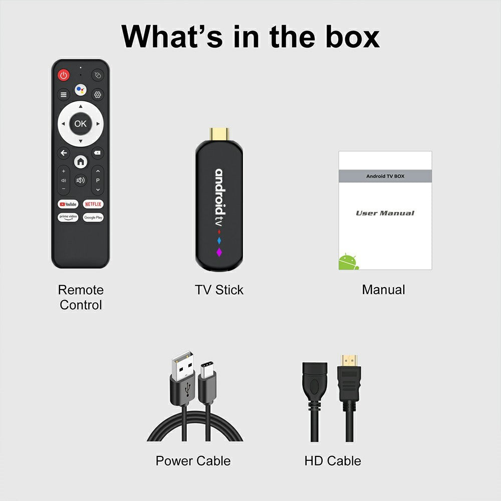 H96 MAX S905L3 2+16GB TV Stick 4K Android TV Box HDR Streaming Player WiFi Bluetooth-Compatible Smart TV Stick