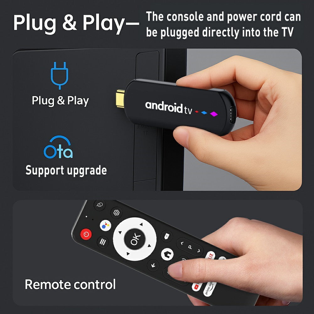 H96 MAX S905L3 2+16GB TV Stick 4K Android TV Box HDR Streaming Player WiFi Bluetooth-Compatible Smart TV Stick