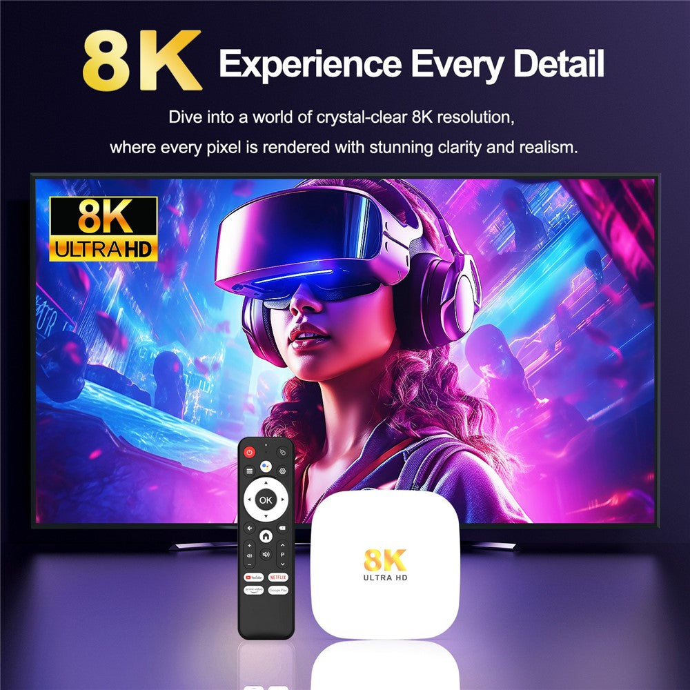 H96 MAX M2 Plus RK3528 Android 14.0 TV Box 4GB RAM + 128GB ROM 8K Ultra HD Streaming Device WiFi 6 BT5.4 Media Player