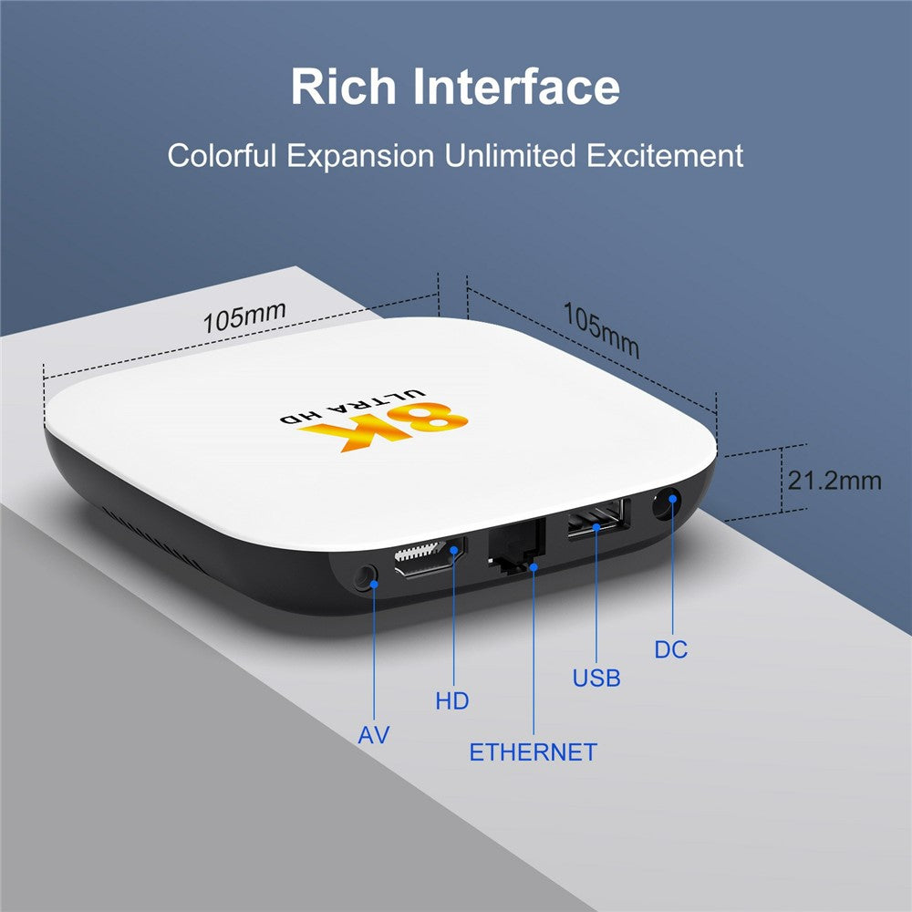 H96 MAX M2 Plus RK3528 Android 14.0 TV Box 4GB RAM + 128GB ROM 8K Ultra HD Streaming Device WiFi 6 BT5.4 Media Player