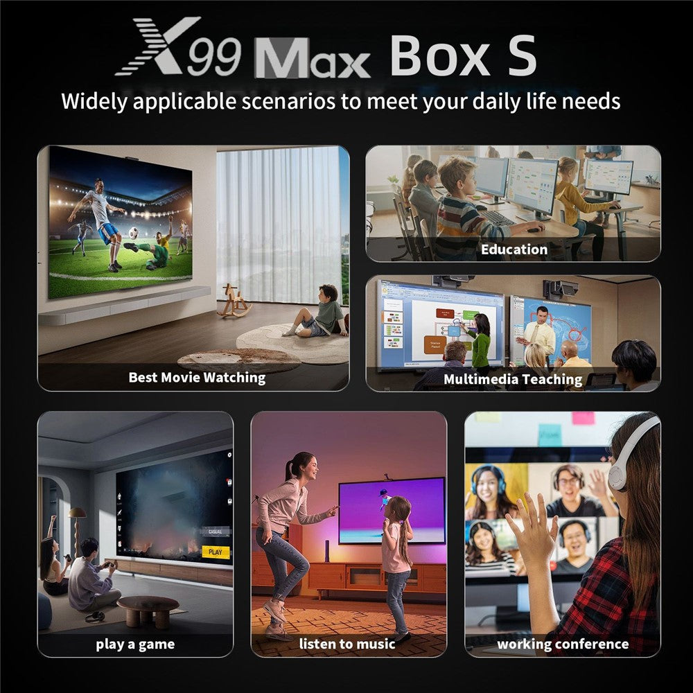 X99 MAX 2+16GB Android 14 TV Box RK3518 WiFi 6 4K HD Media Player with Bluetooth-compatible 5.0 Voice Remote Control