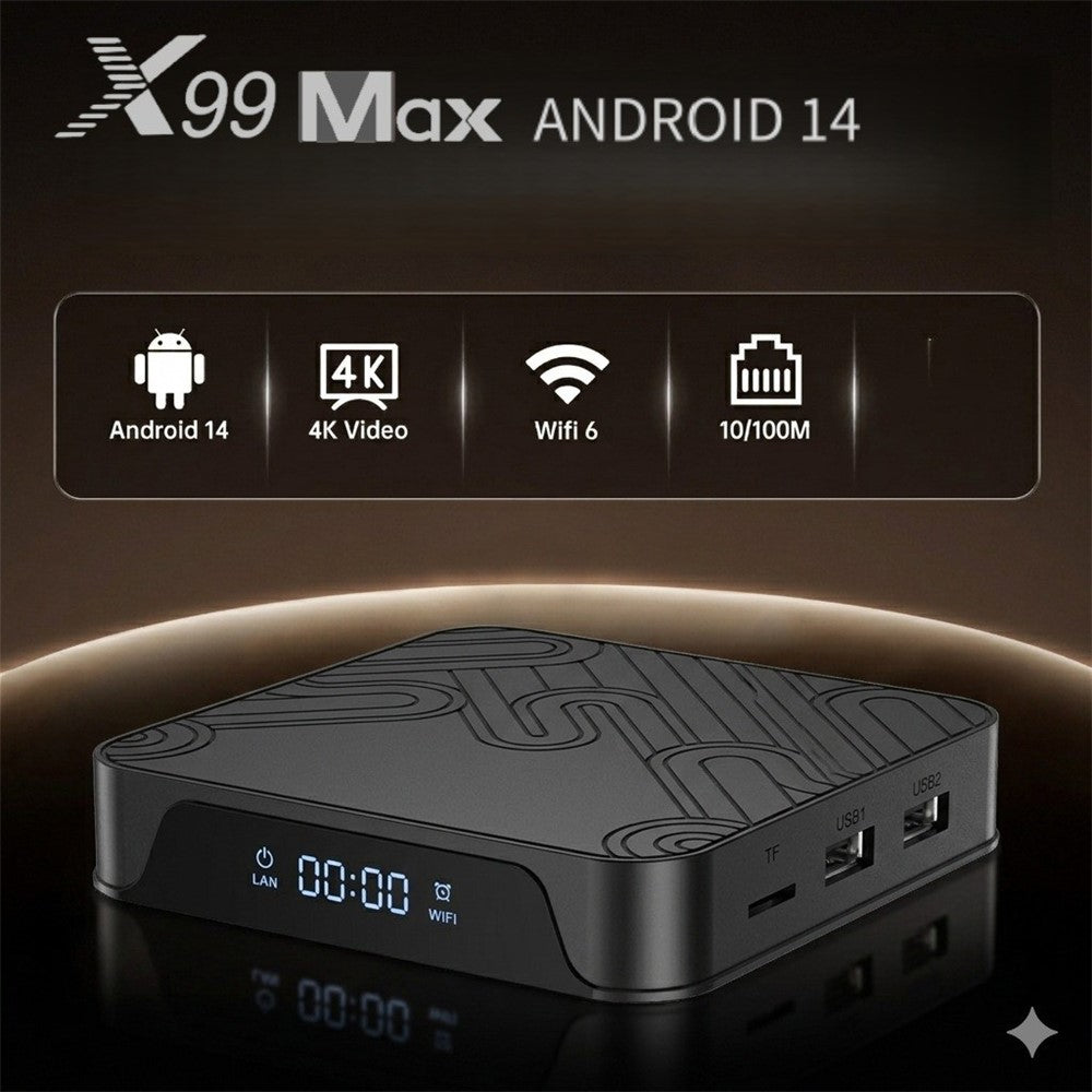 X99 MAX 2+16GB Android 14 TV Box RK3518 WiFi 6 4K HD Media Player with Bluetooth-compatible 5.0 Voice Remote Control
