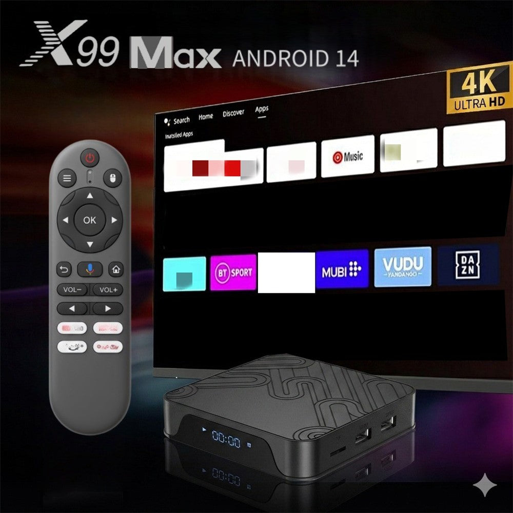 X99 MAX 2+16GB Android 14 TV Box RK3518 WiFi 6 4K HD Media Player with Bluetooth-compatible 5.0 Voice Remote Control