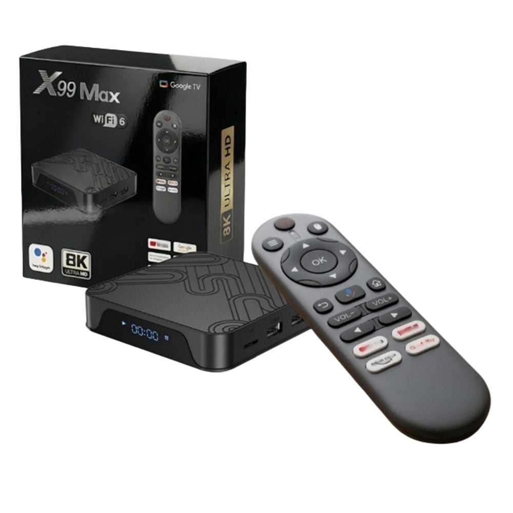 X99 MAX 2+16GB Android 14 TV Box RK3518 WiFi 6 4K HD Media Player with Bluetooth-compatible 5.0 Voice Remote Control