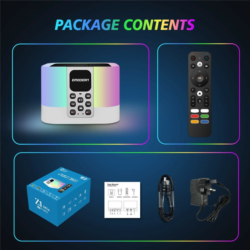 EMODERN Z1 MIX 2+16GB 8K TV Box Android 15.0 WiFi 6 2.4G / 5G Bluetooth-compatible Speaker with Voice Remote
