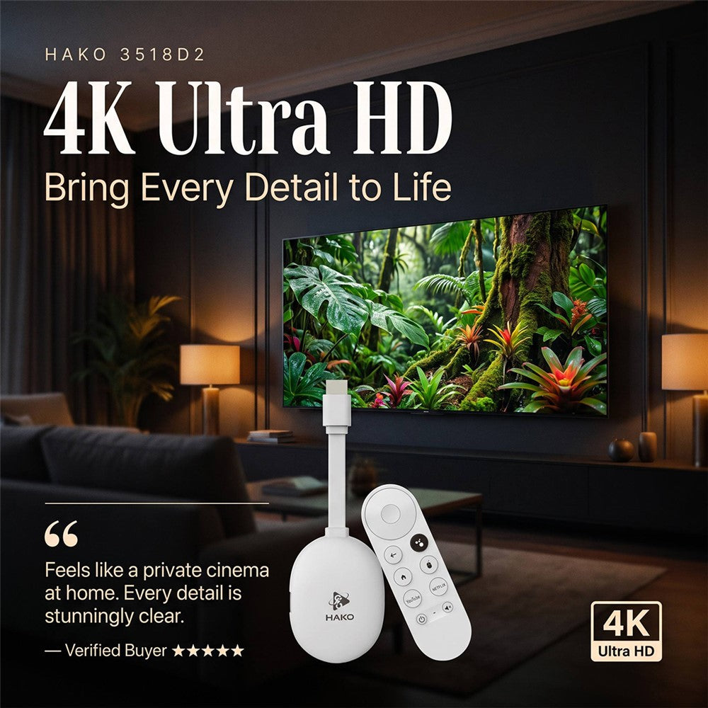 HAKO 2+16GB Android 14.0 TV Stick RK3518 Quad-Core 4K WiFi 6 Bluetooth-Compatible 5.4 with Remote