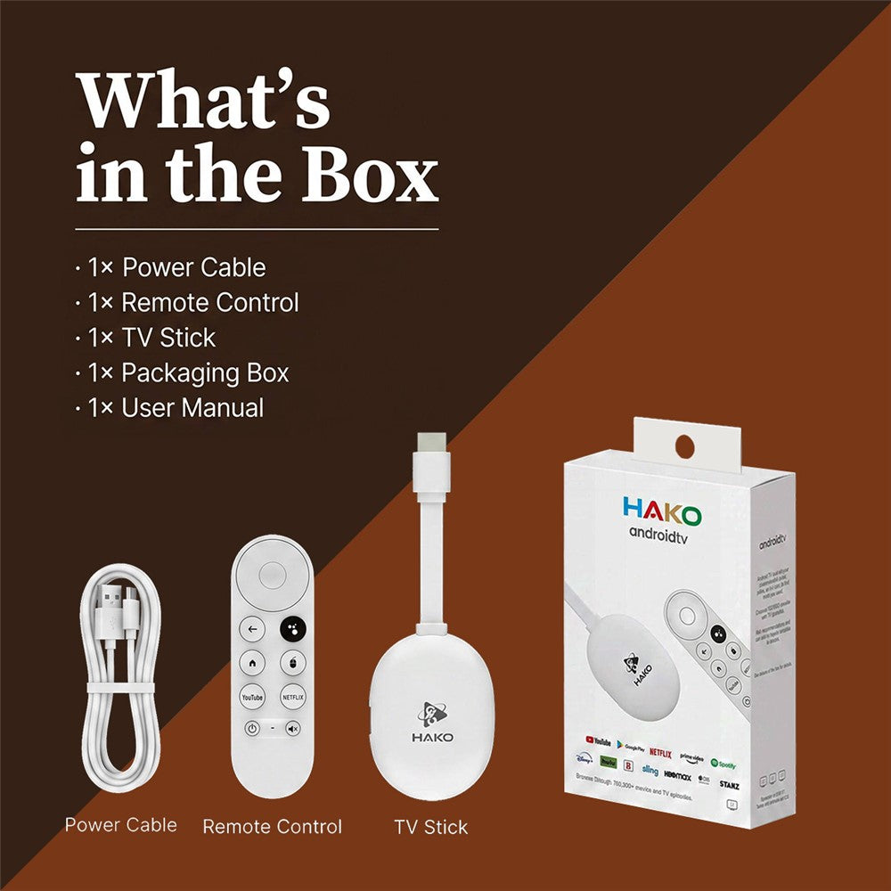 HAKO 2+16GB Android 14.0 TV Stick RK3518 Quad-Core 4K WiFi 6 Bluetooth-Compatible 5.4 with Remote