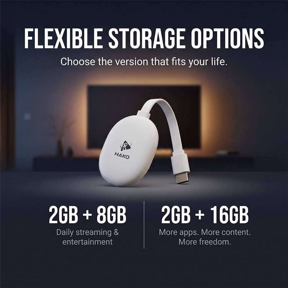 HAKO 2+16GB Android 14.0 TV Stick RK3518 Quad-Core 4K WiFi 6 Bluetooth-Compatible 5.4 with Remote
