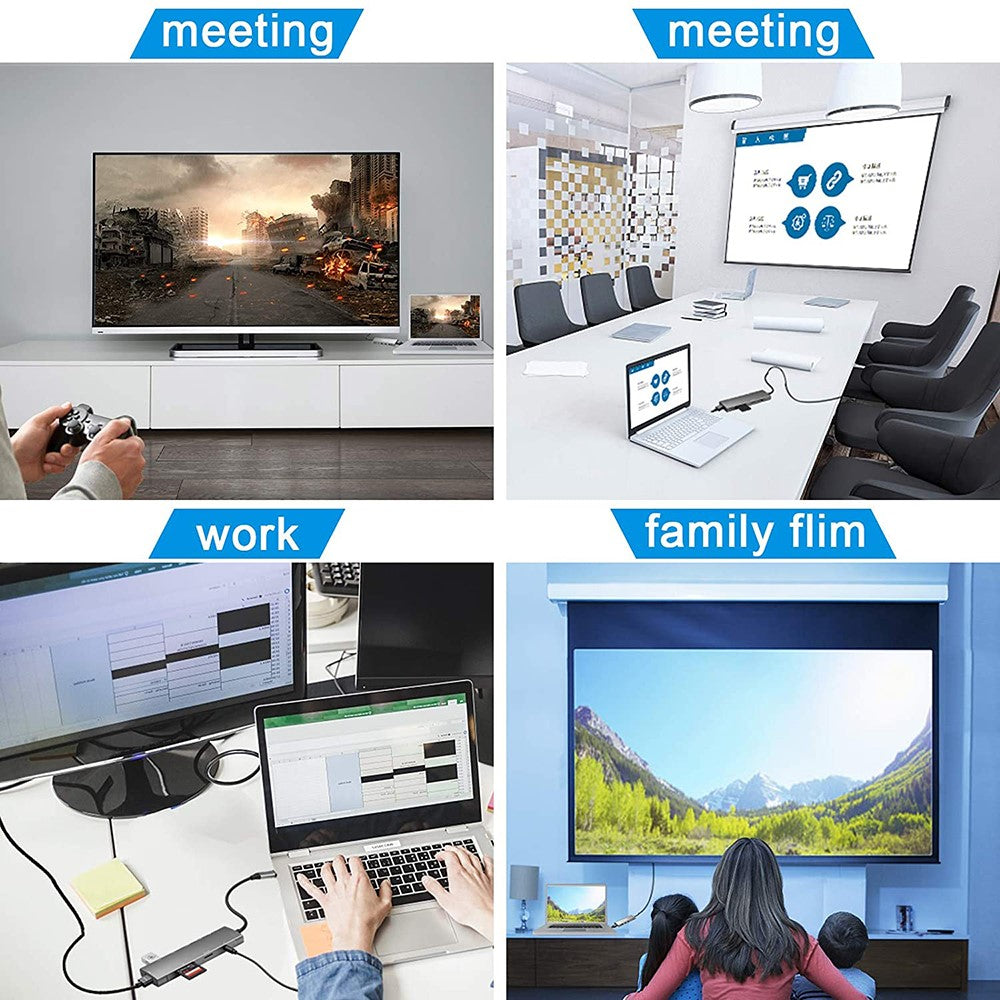 9 in 1 Docking Station 4K 30Hz USB C Hub HD Compatible 100W PD USB 3.0 + 2.0 Multiport Adapter for Laptop PC