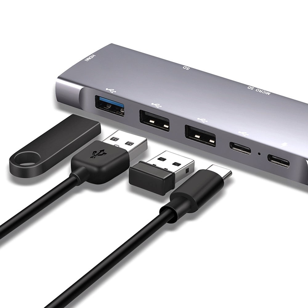 9 in 1 Docking Station 4K 30Hz USB C Hub HD Compatible 100W PD USB 3.0 + 2.0 Multiport Adapter for Laptop PC