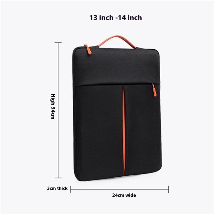 För 13-14 tums bärbar datorväska Vertikal vattenavvisande skyddsfodral i nylon med blixtlåsficka 34 x 24 x 3C