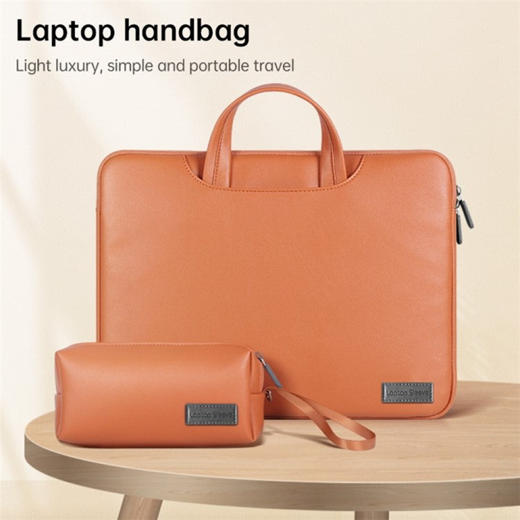 13'' Protective Laptop Carrying Case Shoulder Bag Waterproof PU Leather Computer Cover Sleeve with Accessories Ba