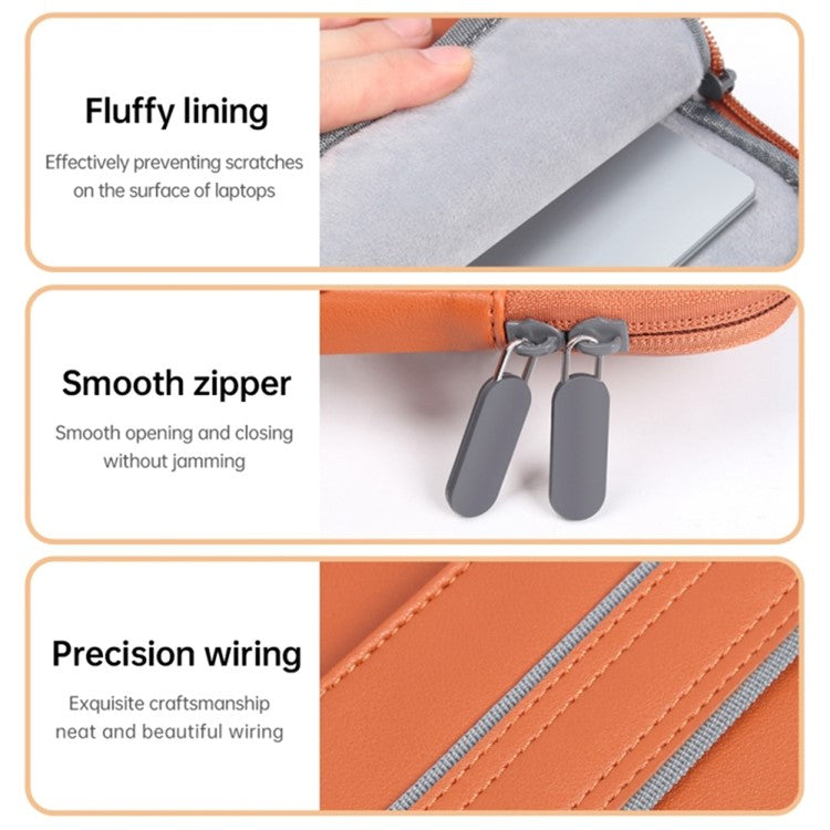 13'' Protective Laptop Carrying Case Shoulder Bag Waterproof PU Leather Computer Cover Sleeve with Accessories Ba