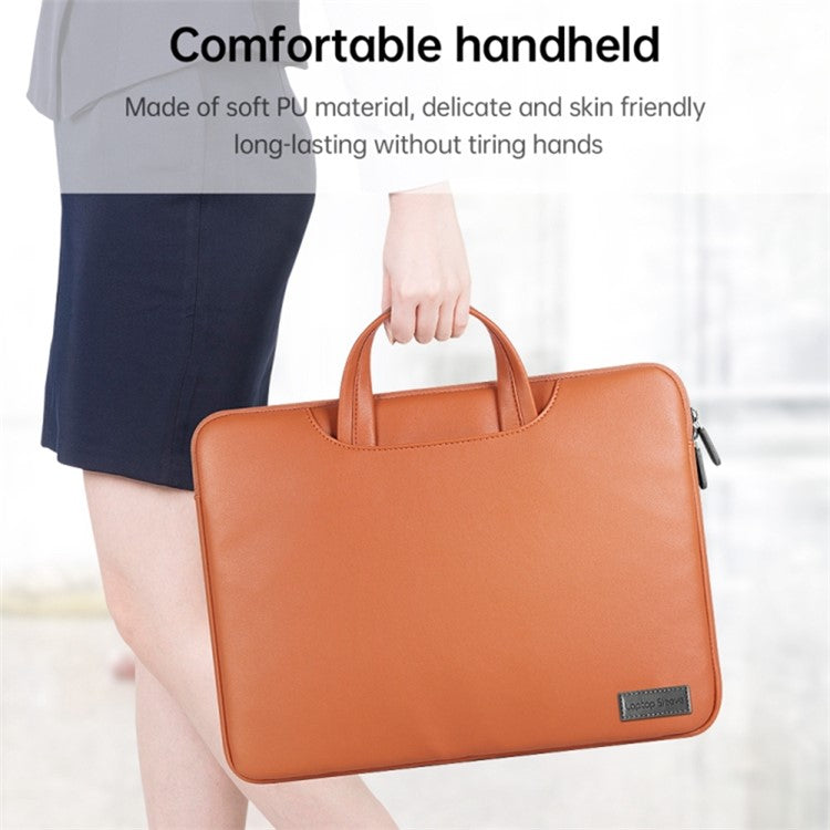 13'' Protective Laptop Carrying Case Shoulder Bag Waterproof PU Leather Computer Cover Sleeve with Accessories Ba