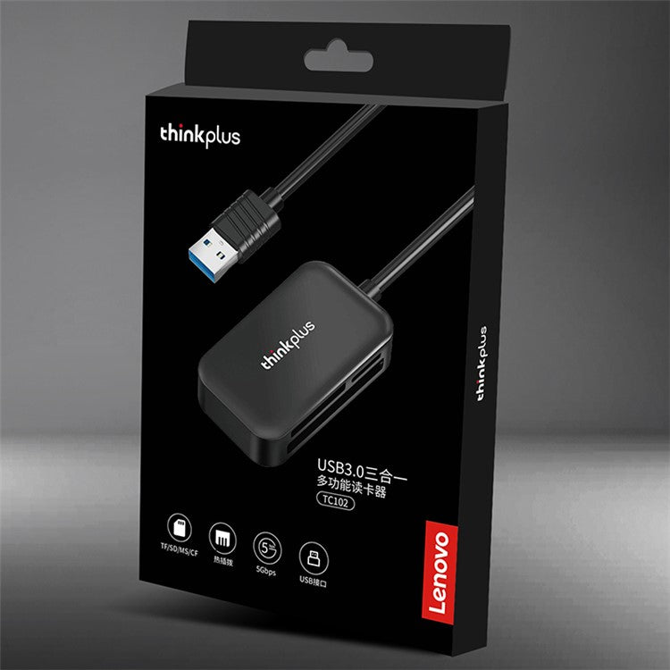 LENOVO Thinkplus USB3.0 3-in-1 Multifunction Card Reader 5Gbps Transmission CF / TF / SD Card Reader