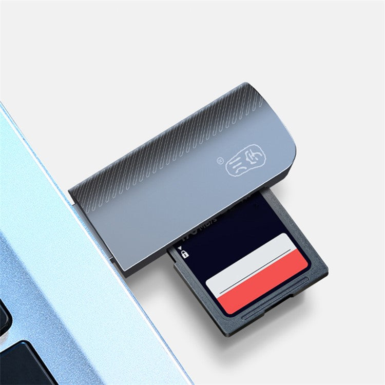 KAWAU C370 USB3.0 SD+TF 2-in-1 Card Reader Portable Mini Metal Card Reader with Single Drive Letter