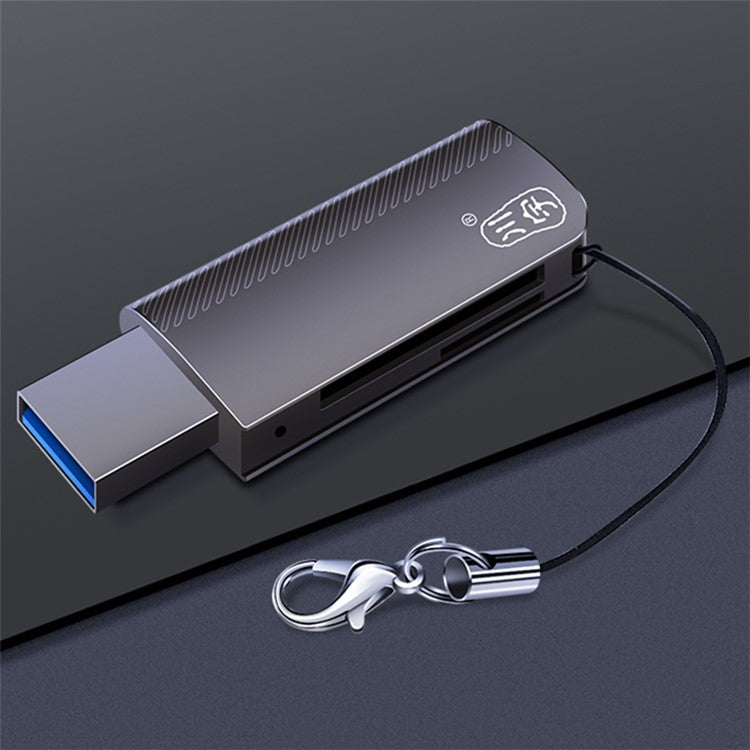 KAWAU C370 USB3.0 SD+TF 2-in-1 Card Reader Portable Mini Metal Card Reader with Single Drive Letter
