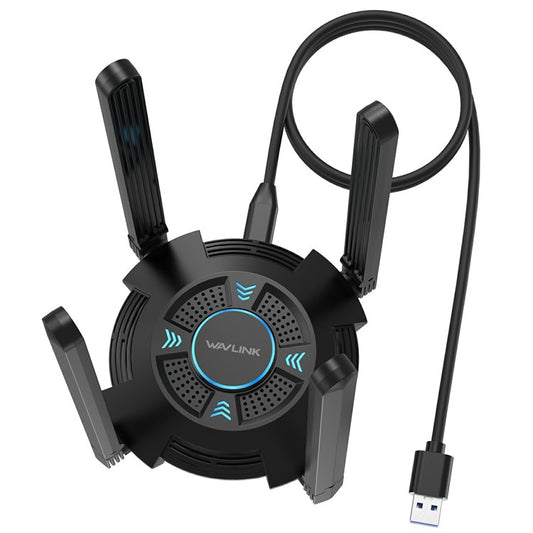WAVLINK WN695X2 AX5400 Tri-Band Wireless Adapter USB WiFi 6 Dongle 4 Antennas Receiver