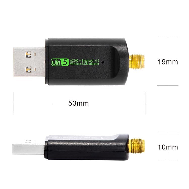 Bluetooth-compatible WiFi Adapter USB Antenna Dongle Ethernet 600Mbps Dual Band Wireless Network Card