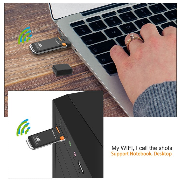 WAVLINK AC1300 WN688A3D Portable USB 3.0 WiFi Dongle 2.4G / 5G Dual Band Wireless Network Adapter