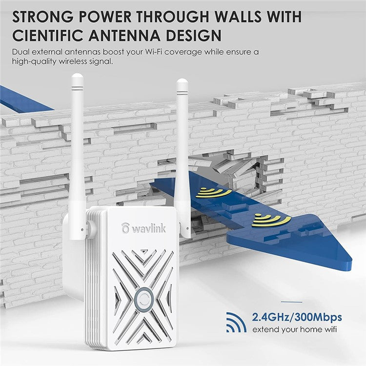 WAVLINK WS-WN578W2-A Signalförstärkare N300 WiFi trådlös AP Repeater Signalförstärkare med 2 antenner