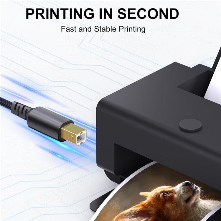 3m USB / Type-C to Square USB Type-B 2 in 1 Printer Cable Braided Printing Connection Cor