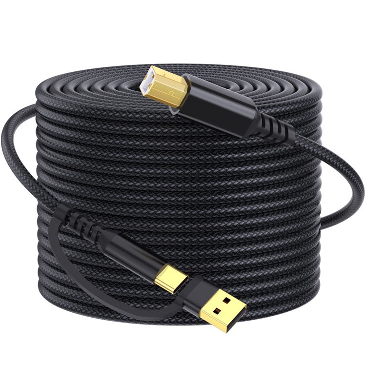 3m USB / Type-C to Square USB Type-B 2 in 1 Printer Cable Braided Printing Connection Cor