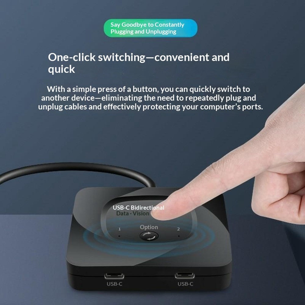 C-HD019 USB-C Switch 2-in-1 Out Bidirectional Converter 8K 60Hz 10Gbps Data Transfer 100W PD Charging