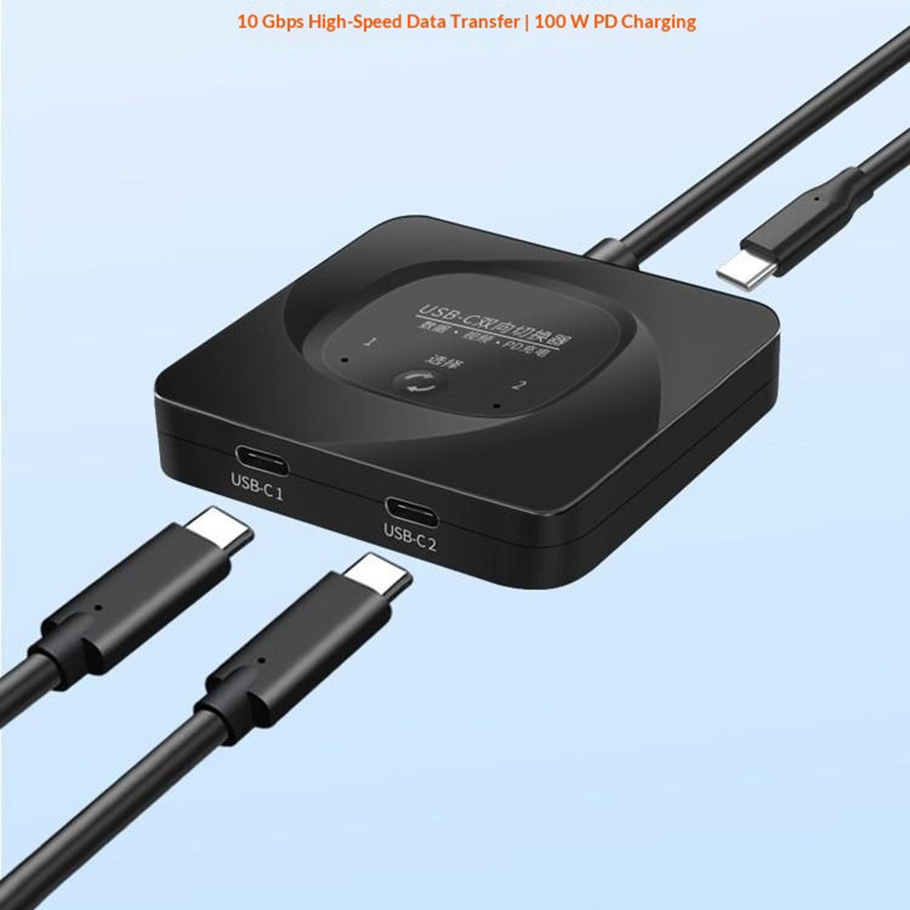 C-HD019 USB-C Switch 2-in-1 Out Bidirectional Converter 8K 60Hz 10Gbps Data Transfer 100W PD Charging