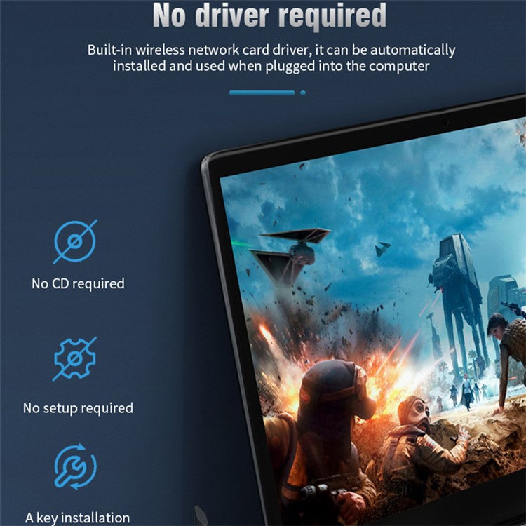 A07 Dual-Band 2.4G / 5G Drivrutinsfri trådlös nätverksadapter USB3.0 trådlös höghastighetsadapter 4-antenner Datornätverkskort