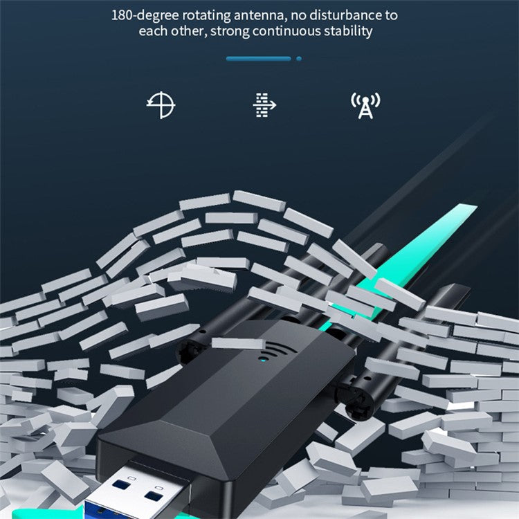 A07 Dual-Band 2.4G / 5G Drivrutinsfri trådlös nätverksadapter USB3.0 trådlös höghastighetsadapter 4-antenner Datornätverkskort