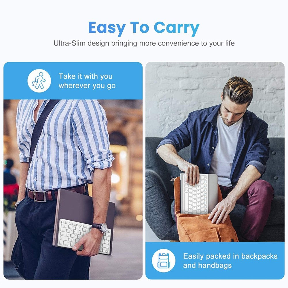 Ultra-Slim 78 Keys Wireless German Language Bluetooth-Compatible Keyboard for Android Windows iOS