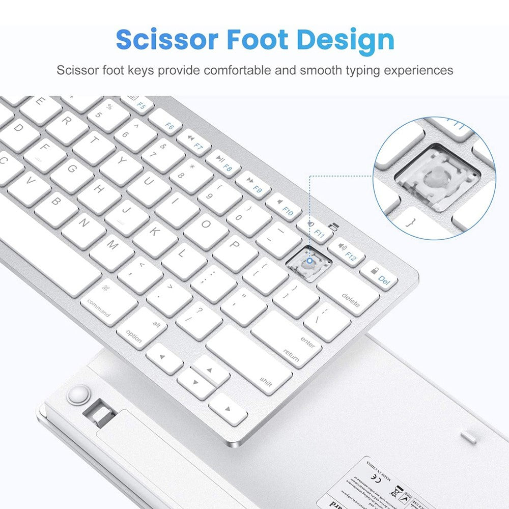 Ultra-Slim 78 Keys Wireless German Language Bluetooth-Compatible Keyboard for Android Windows iOS