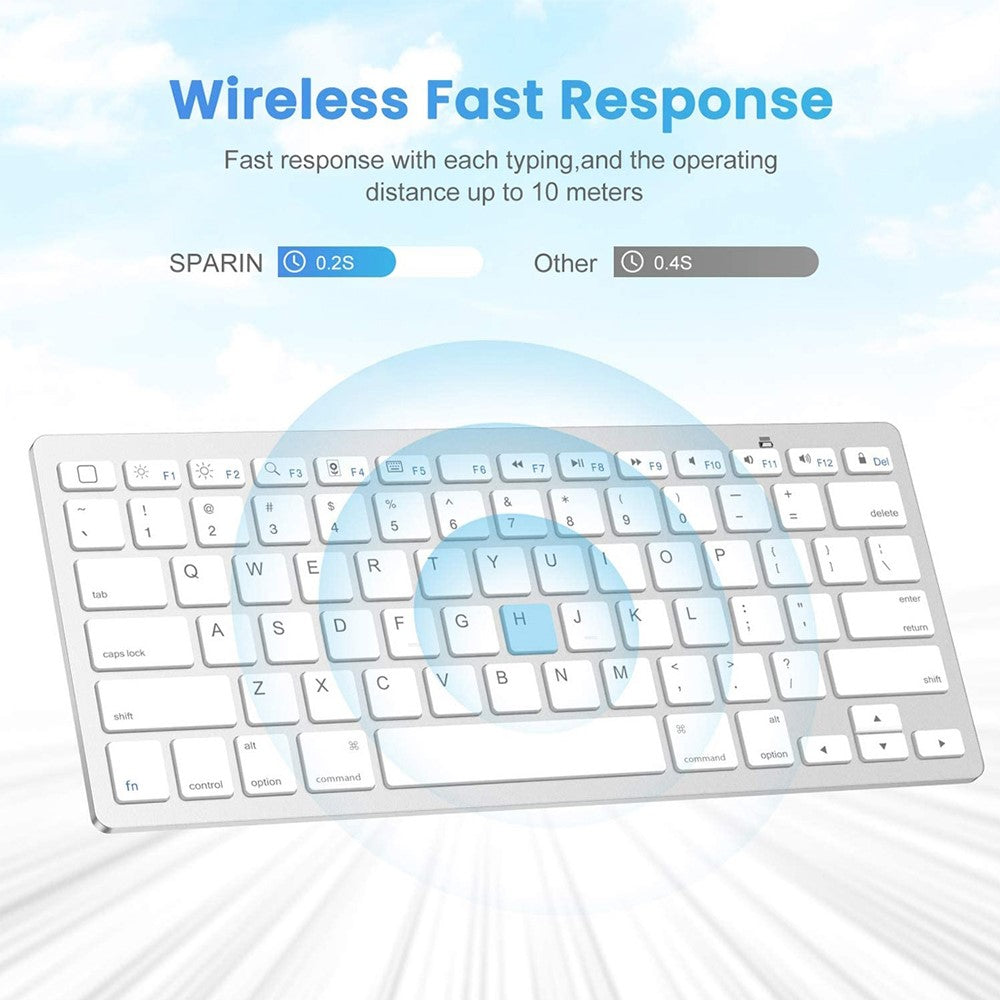 Ultra-Slim 78 Keys Wireless German Language Bluetooth-Compatible Keyboard for Android Windows iOS