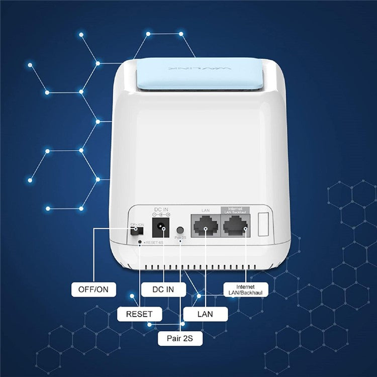 WAVLINK WS-WN535M2-C 2pcs Mesh Wireless Router 2.4G / 5.0GHz AC1200 Dual Band WiFi Signal Booster with 2pcs Power Adapter for Home Offic