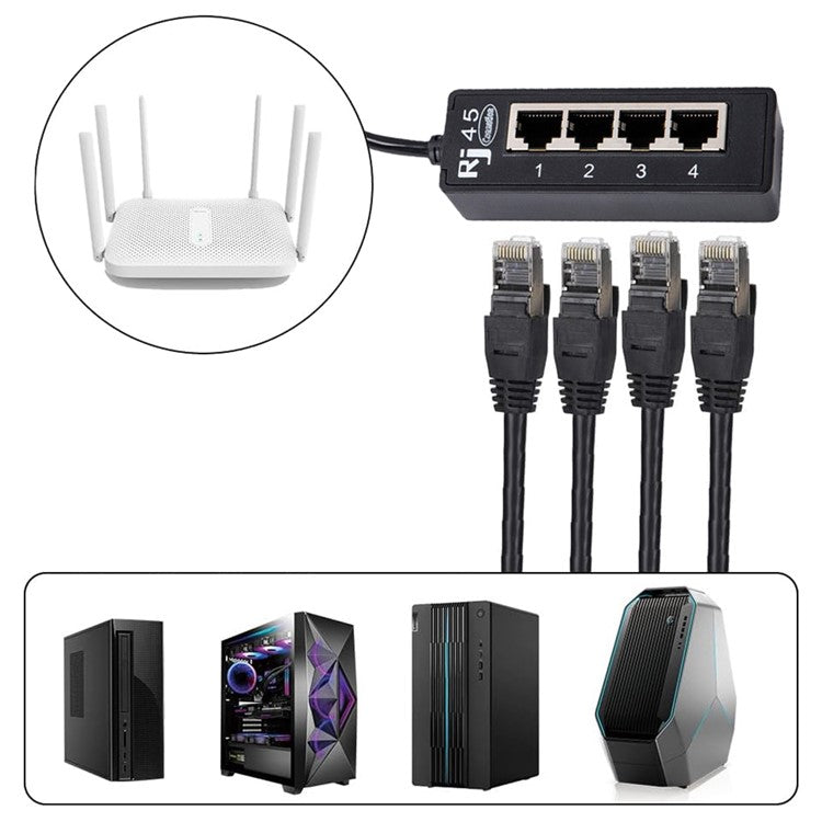 1 till 4 RJ45 nätverksexpansionsadapter LAN Ethernet hane till hona nätverksdelare