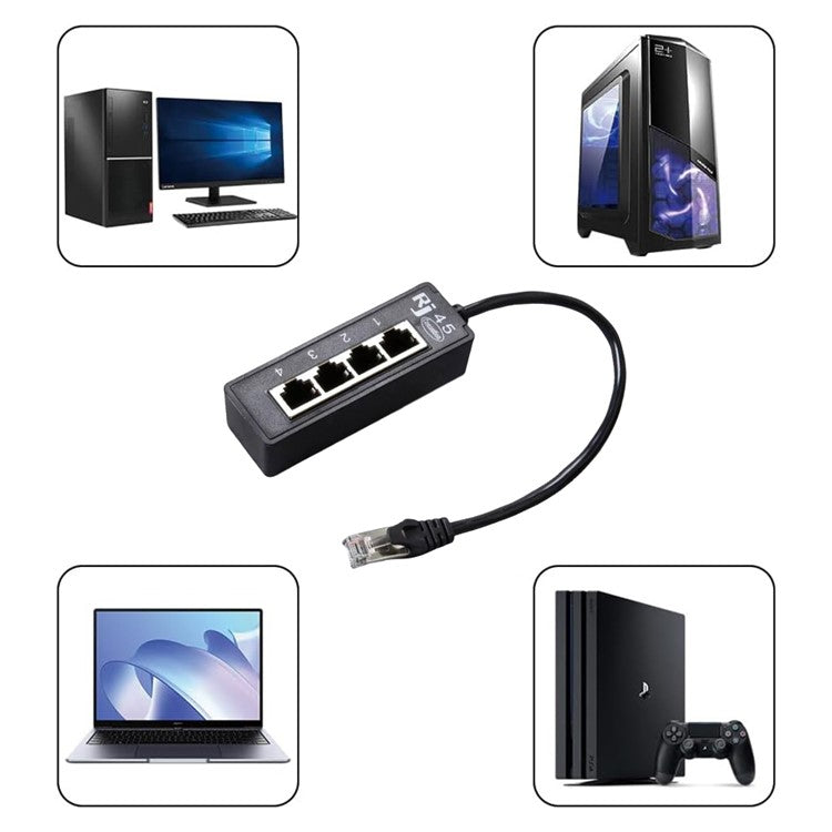1 till 4 RJ45 nätverksexpansionsadapter LAN Ethernet hane till hona nätverksdelare
