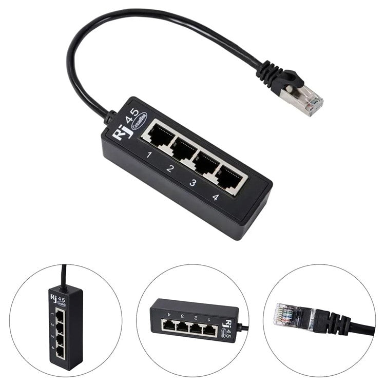 1 till 4 RJ45 nätverksexpansionsadapter LAN Ethernet hane till hona nätverksdelare