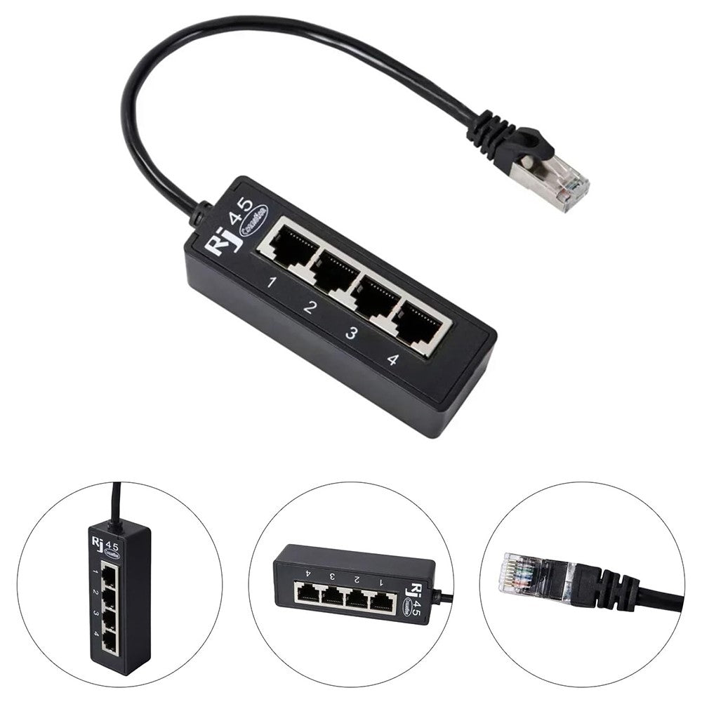 1 to 4 RJ45 Network Expansion Adapter LAN Ethernet Male to Female Networking Splitter