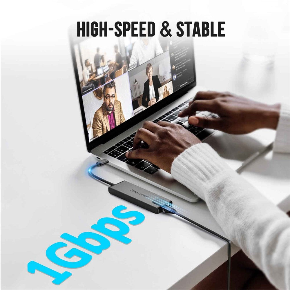 LEMORELE TC24L 5 in 1 USB-C Hub PD 100W Charging 4K HD Gigabit Ethernet Expansion Dock