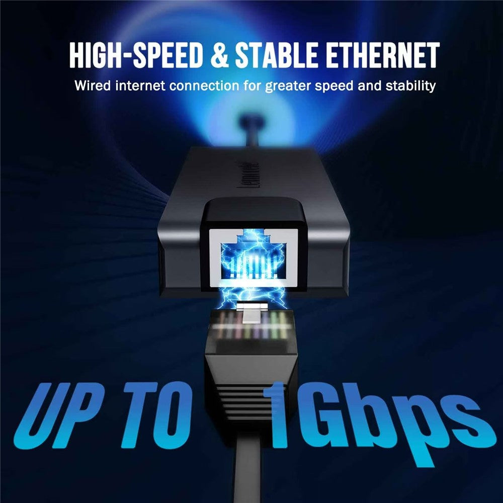 LEMORELE TC24L 5 in 1 USB-C Hub PD 100W Charging 4K HD Gigabit Ethernet Expansion Dock