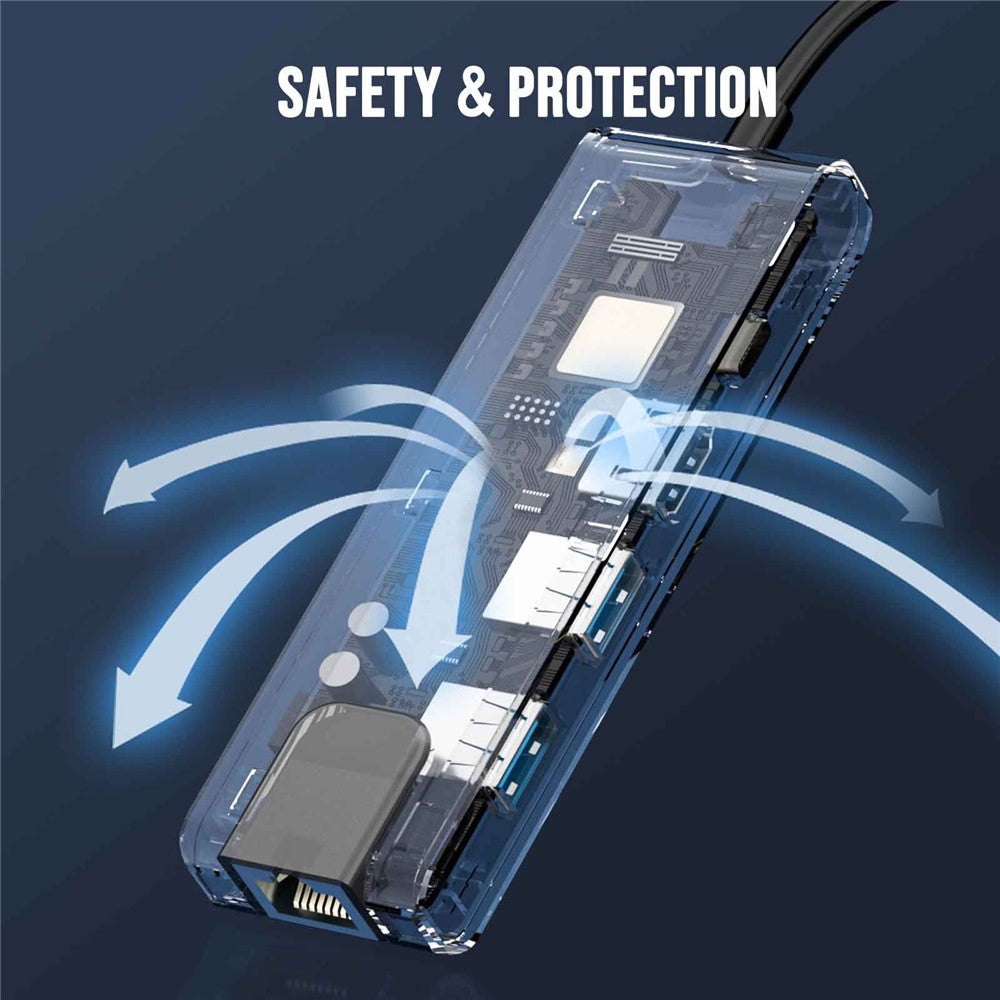 LEMORELE TC24L 5 in 1 USB-C Hub PD 100W Charging 4K HD Gigabit Ethernet Expansion Dock