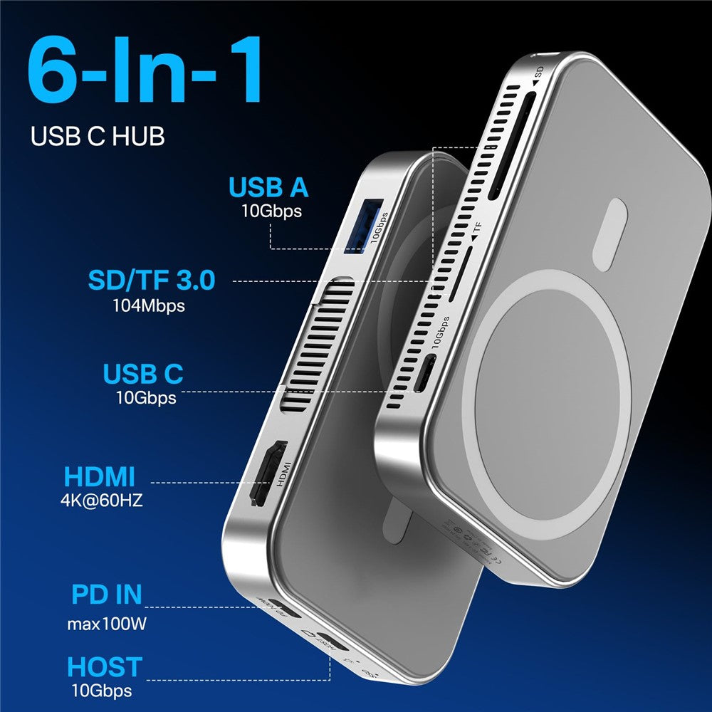 ACASIS EC-1401 10Gbps Magnetic M.2 NVMe SSD Enclosure 6 in 1 USB-C Docking Station with Cooling Fan