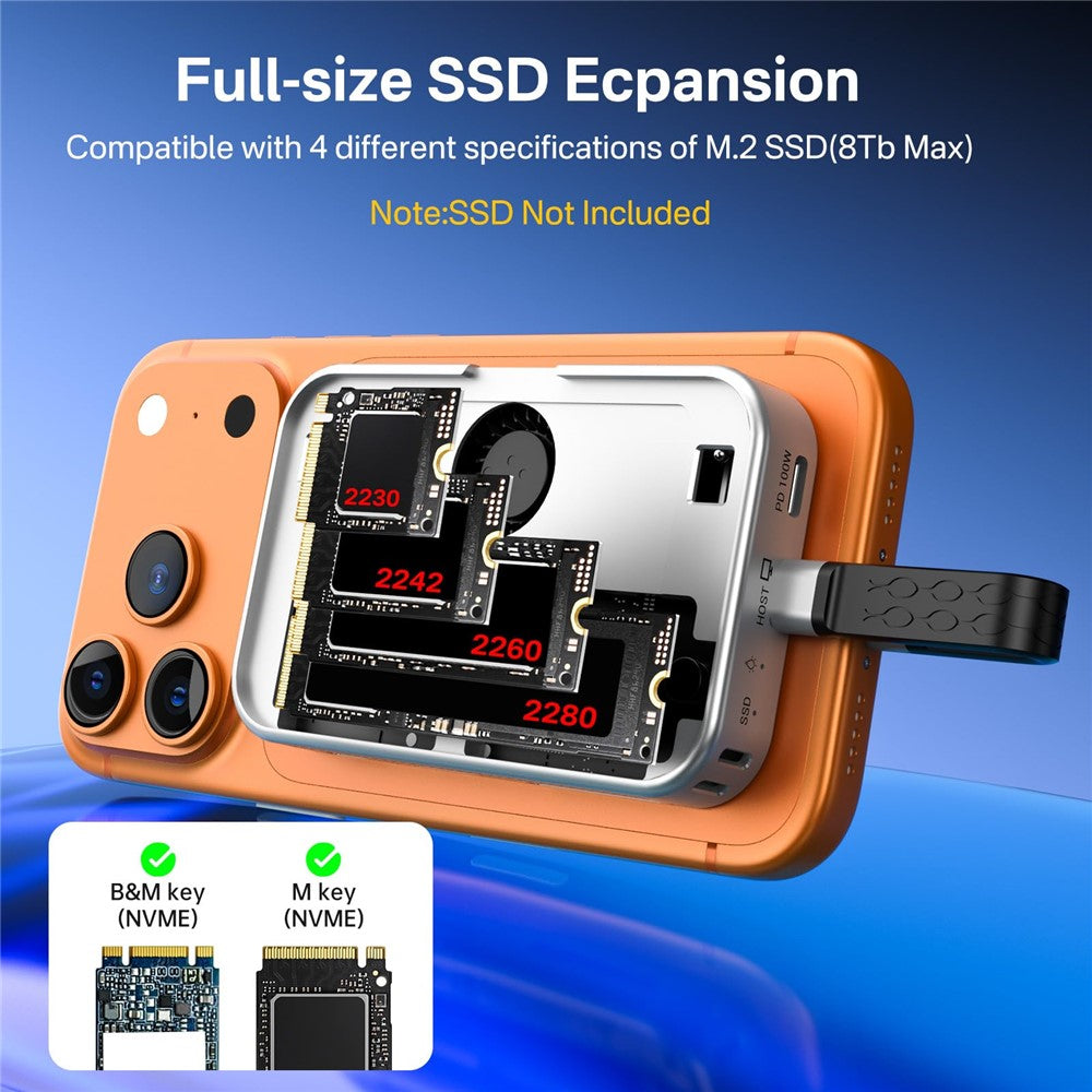 ACASIS EC-1401 10Gbps Magnetic M.2 NVMe SSD Enclosure 6 in 1 USB-C Docking Station with Cooling Fan