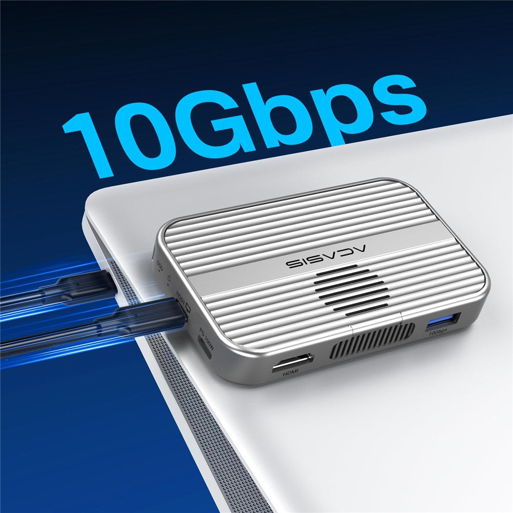 ACASIS EC-1401 10Gbps Magnetic M.2 NVMe SSD Enclosure 6 in 1 USB-C Docking Station with Cooling Fan