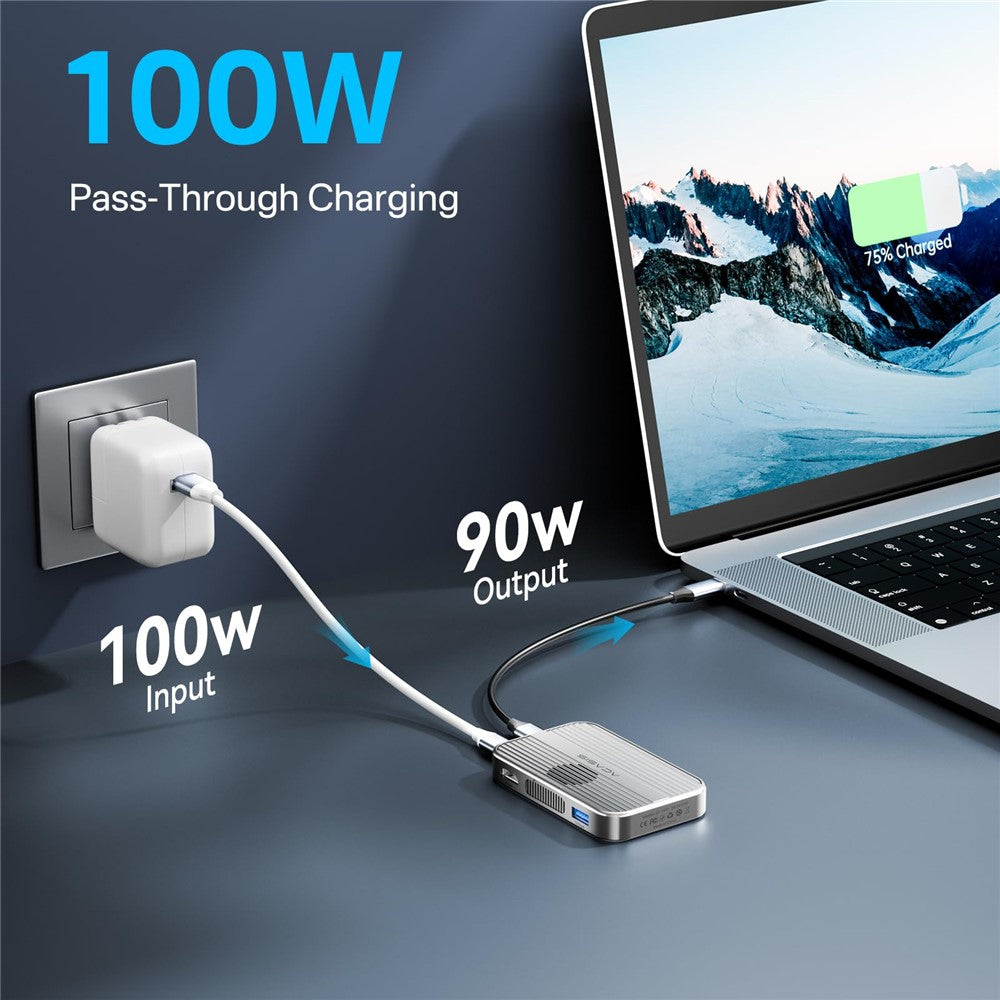 ACASIS EC-1401 10Gbps Magnetic M.2 NVMe SSD Enclosure 6 in 1 USB-C Docking Station with Cooling Fan