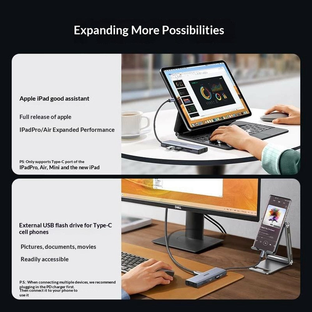 UGREEN 15601 Docking Station 10 in 1 USB-C Hub with HD VGA SD / TF Card Reader PD 100W Fast Charging