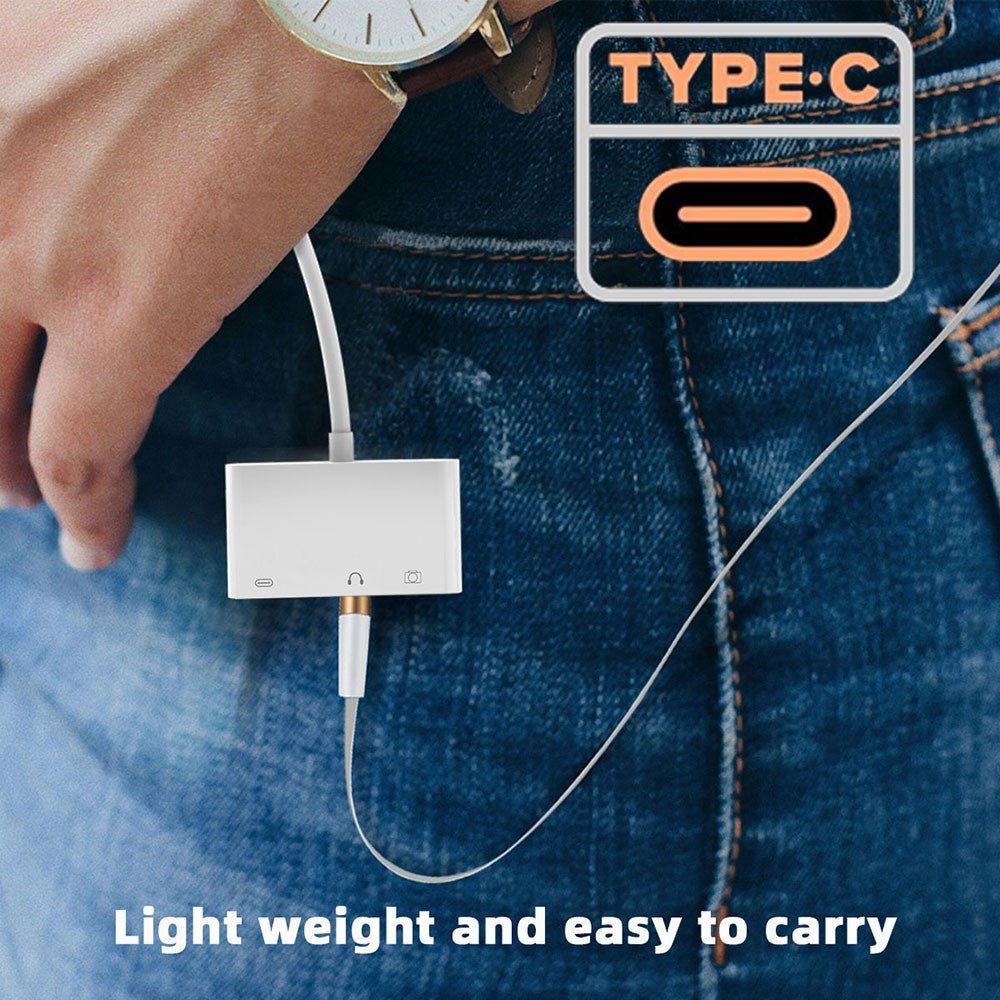 UC-155-TC004 Type C to 3.5mm Audio + Type-A USB2.0 OTG Female with PD Power Charge Adapter for Laptop Tablet Phone