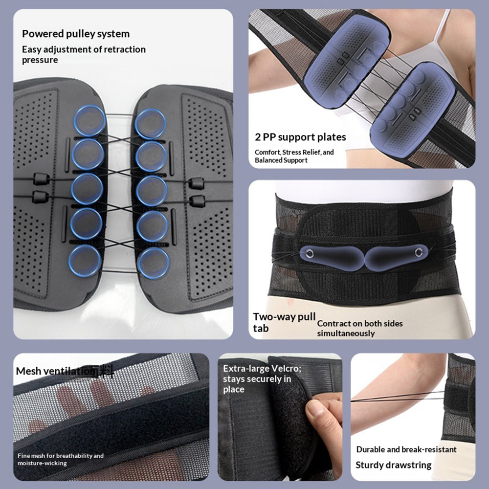 Pulley Rope Lumbar Support Belt Breathable Weightlifting Belt Squat Deadlift Training Waist Brace
