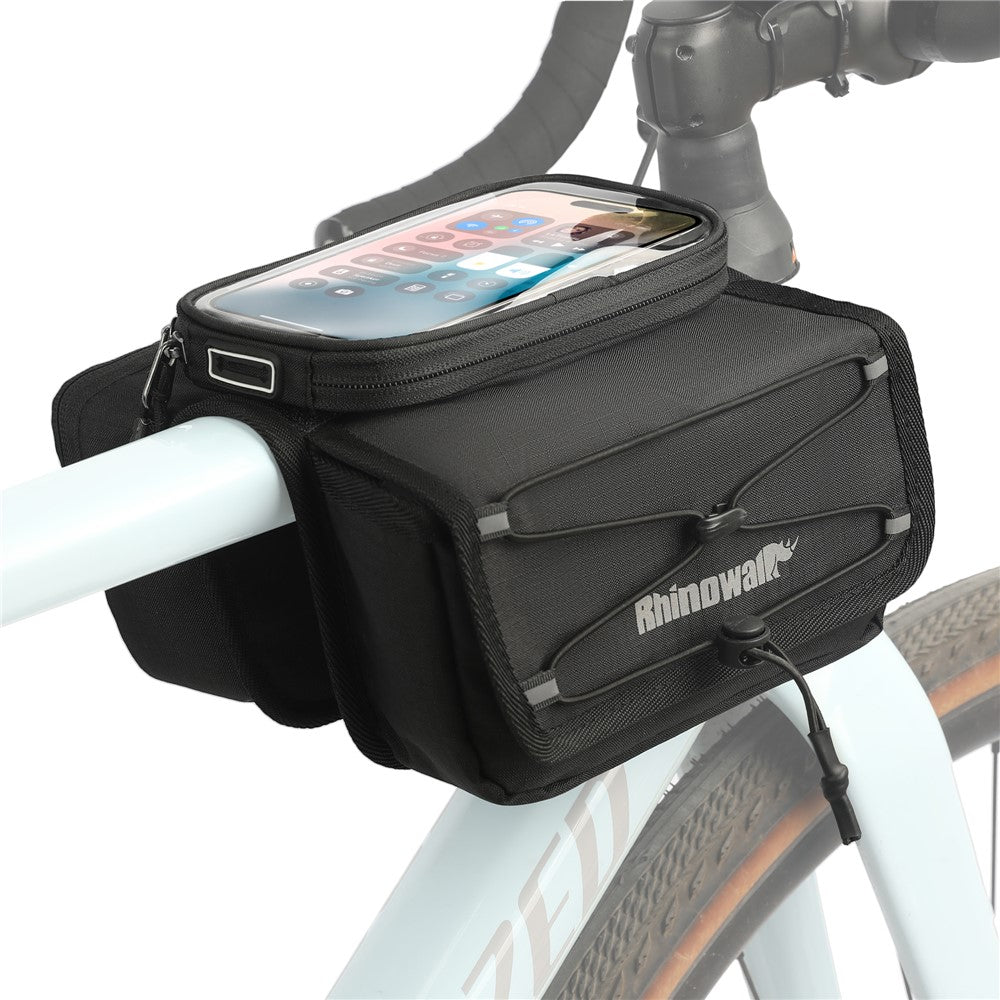 RHINOWALK BCT0205 Bike Frame Bag Bicycle Top Tube Bag Waterproof Saddle Bag with Rain Cover for Outdoor Cycling